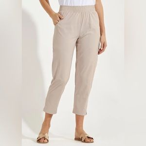 NWT. Coolibar. Women's Perissa Pants UPF 50+ Warm taupe tan color. Cropped.